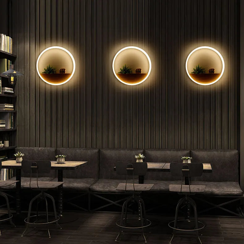 Modern LED wall lamp with acrylic shade in black finish, 200mm size, push-button switch, E14 base