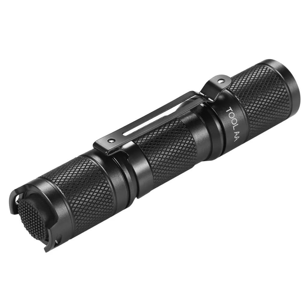 Lumintop Tool AA 2.0 black compact flashlight with magnetic tail cap and diffuser accessory