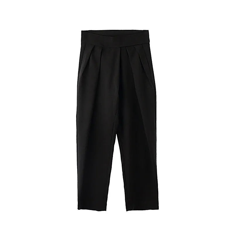 Men's cotton blend high waist straight tube harem trousers in apricot colour for business casual wear