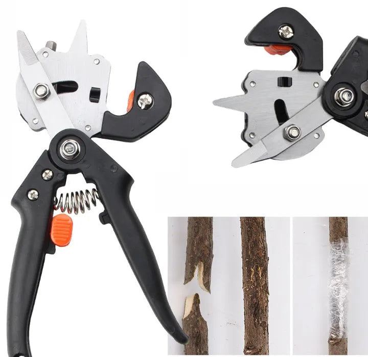 Handheld grafting scissors with black ABS handle, super hard high carbon steel blade, 5-12mm capacity
