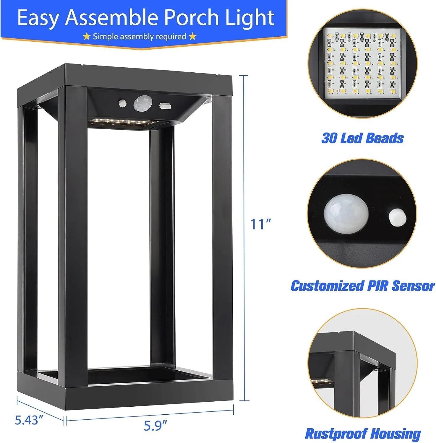 Modern Chinese outdoor solar wall lamp with plastic housing and IP65 waterproof rating for garden lighting