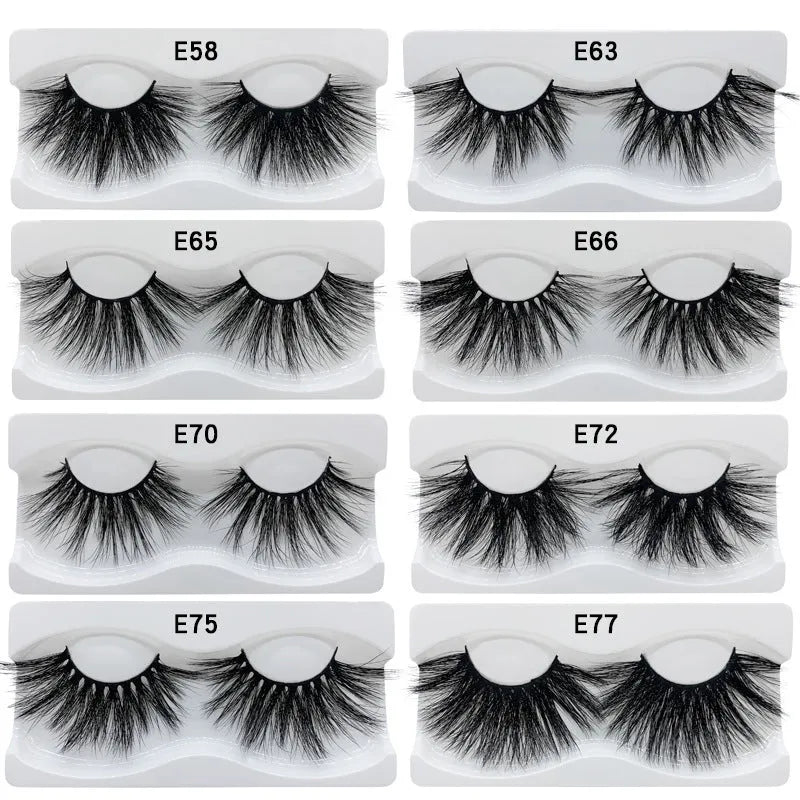 Handmade black mink hair eyelashes 25mm length on white background