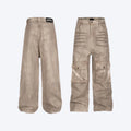 Marble dark straight loose A-line cotton denim trousers for teenage leisure wear