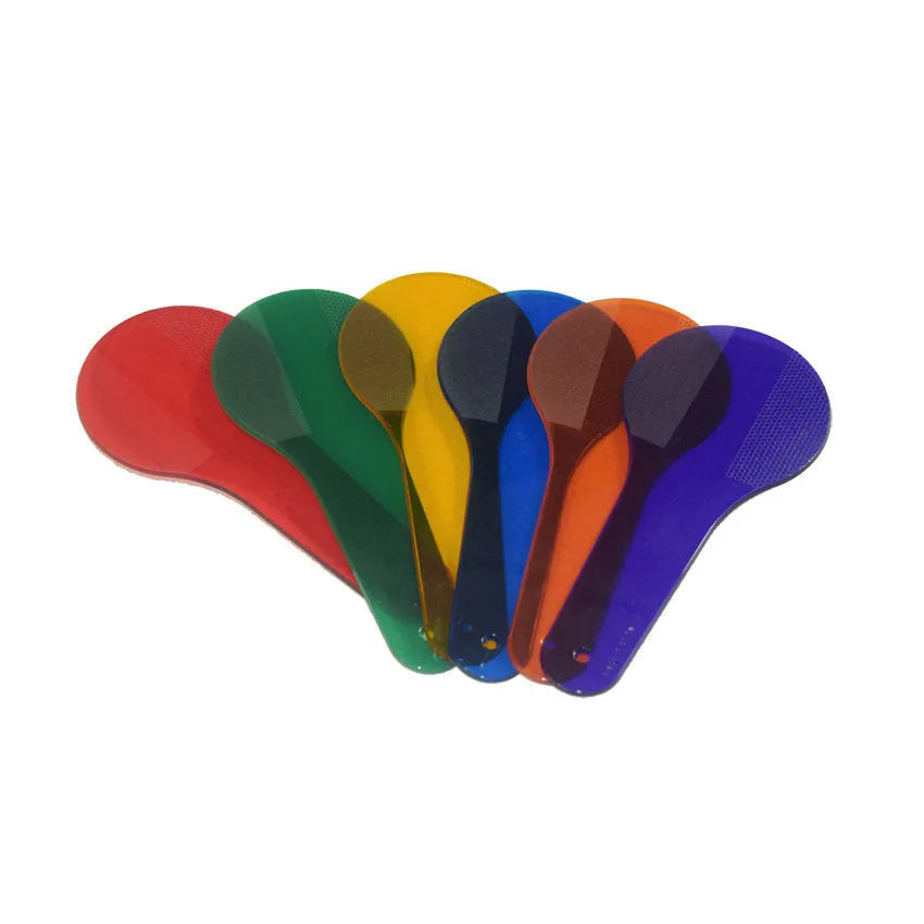 Six PVC colouring boards for children in red, yellow, blue, green, orange, and purple colours