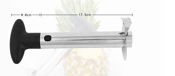 Stainless steel pineapple corer slicer with coloured ABS handle on kitchen counter