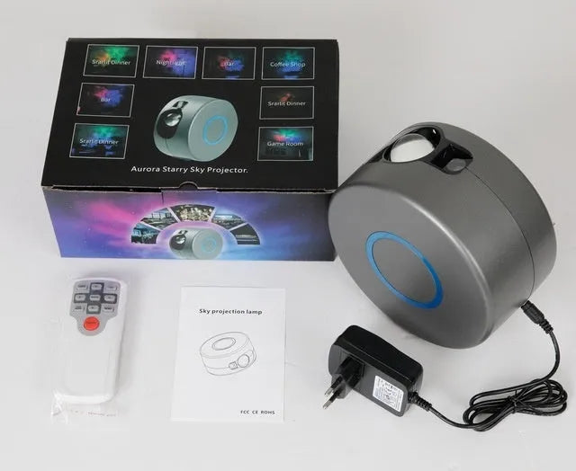 Grey starry sky projection lamp with wireless remote control for indoor atmospheric lighting
