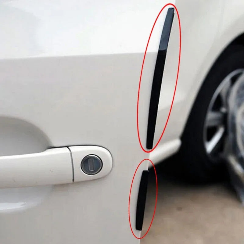 8-piece car door edge guard set in black and transparent trim on a vehicle door