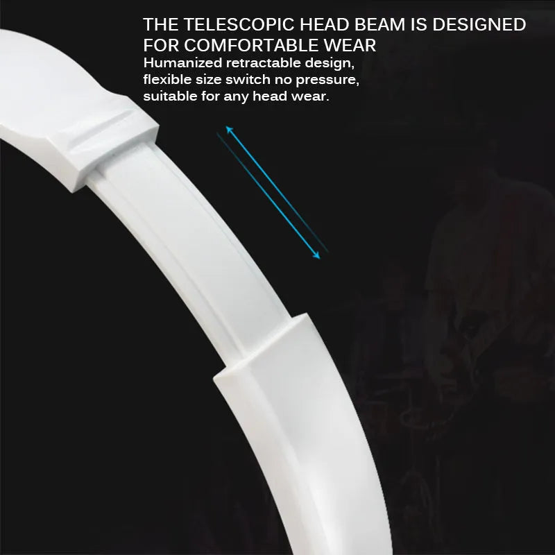 Portable over-ear wired headphones with folding design and adjustable headband in black, red or white colours