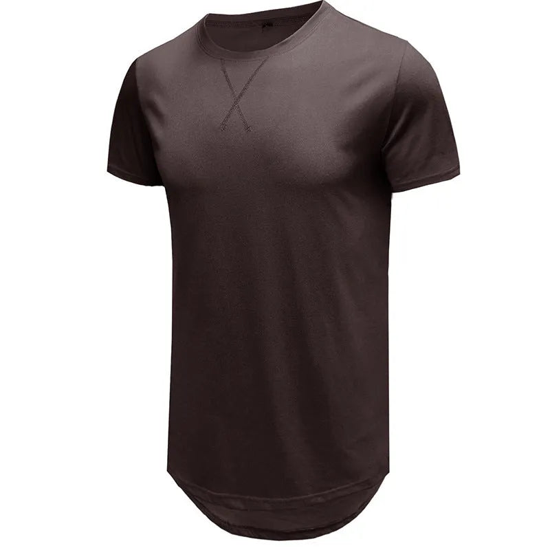 Men's slim fit cotton short-sleeved t-shirt in multiple colours on a white background.