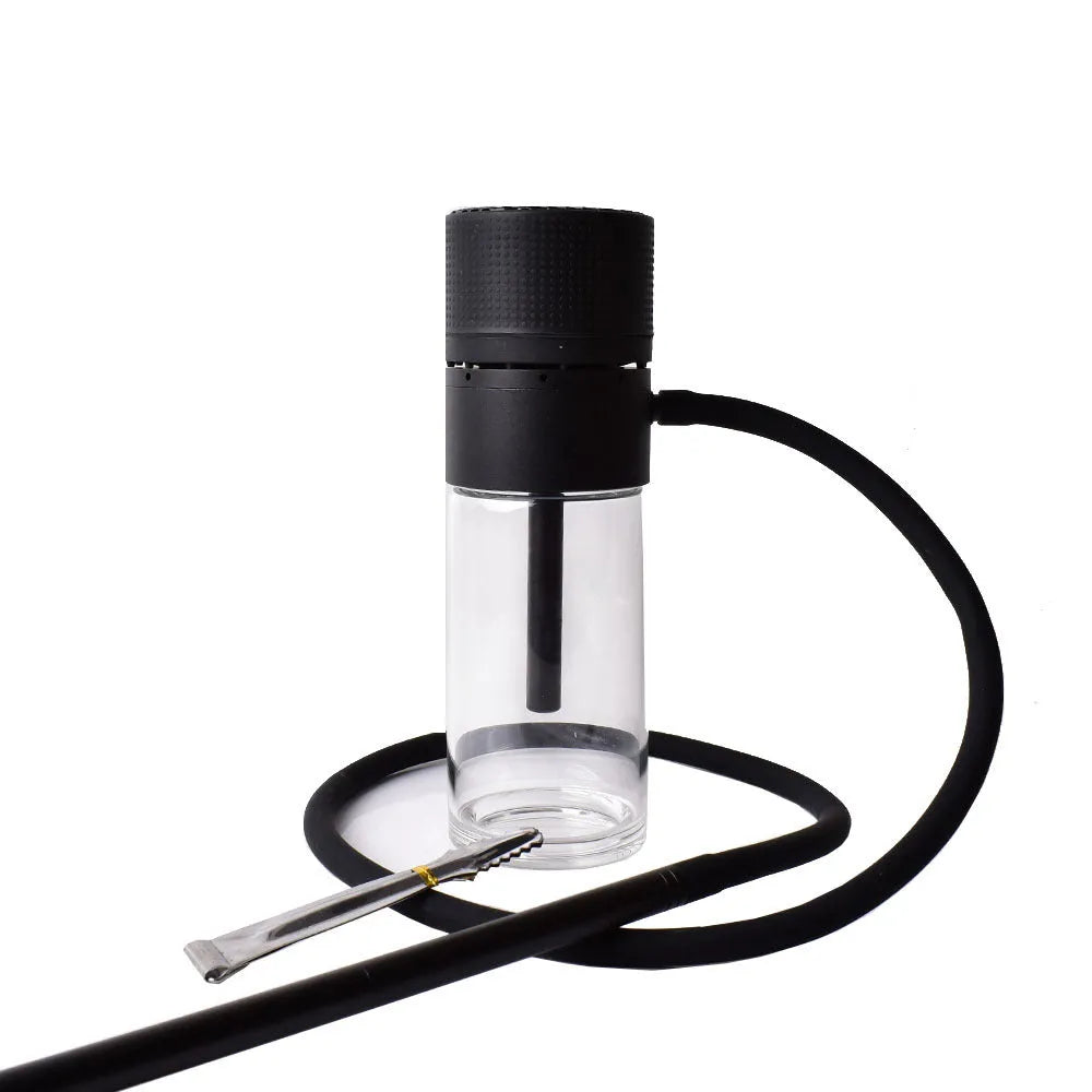 Small portable glass hookah with aluminium body in black, silver gray, red or blue, modern Japanese style