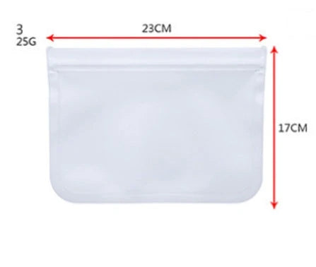 Premium PEVA food storage bags with silica gel for airtight, temperature-resistant, and reusable food preservation