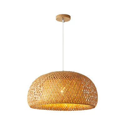 Brown bamboo woven chandelier pendant light 180x300mm for restaurant or tea room