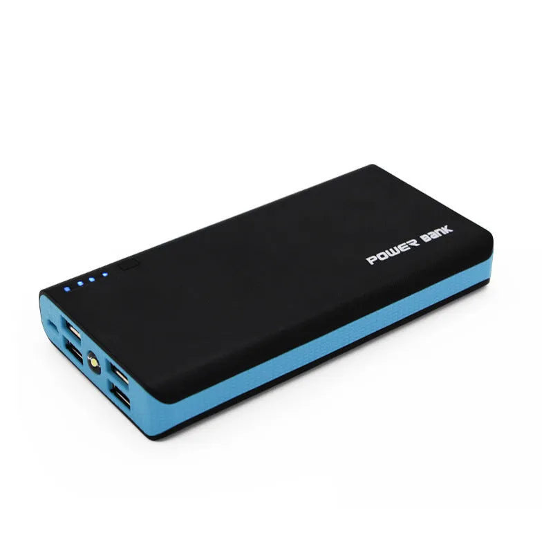 20000mAh portable power bank in multiple colours showing dimensions and fast charging label.