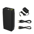 LF4100 portable lithium iron phosphate battery pack with charger and cables, dimensions 168x89.2x43mm