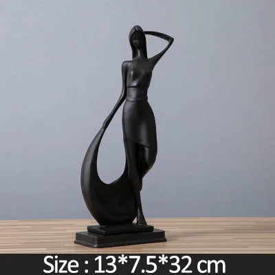 Nordic minimalist abstract resin sculpture figure statue in sub-white smart dancer finish for home decoration