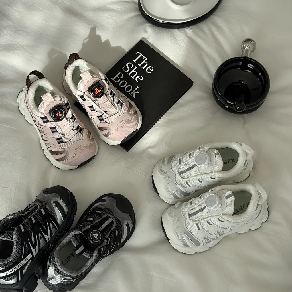PU leather mesh casual shoes in black, beige or pink colours