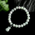 Ice Jade flower-shaped purse bracelet with 8mm pendant on adjustable band
