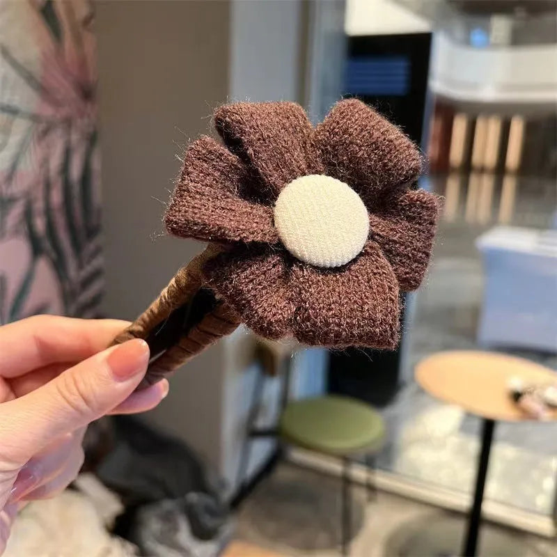 Large handmade cloth flower hairpin duckbill clip for women hair curling back of head