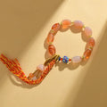 Jinsi Jade agate Tibetan bracelet with floral patterns in vintage ethnic style