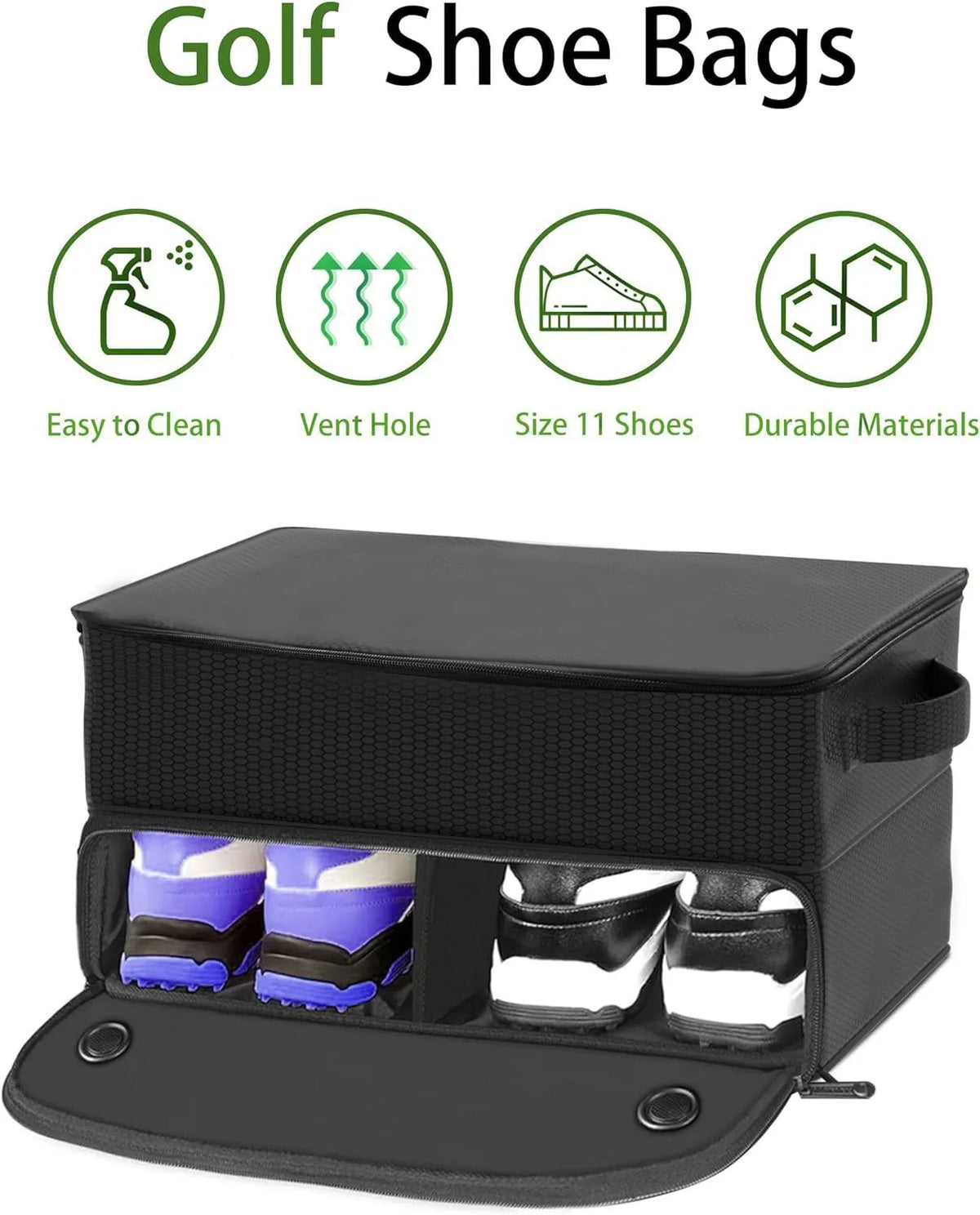 Black polyester cube-shaped waterproof golf trunk storage box with sealed closure