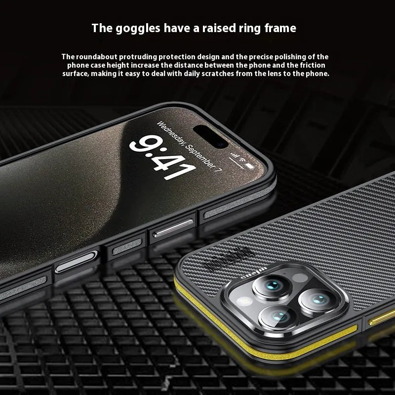 Aramid fibre and PC iPhone case in frosted finish with magnetic suction and shockproof design