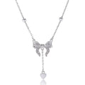 S925 silver butterfly heart pendant necklace with adjustable O-ring chain, 40-45 cm length