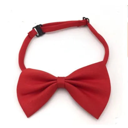 Adjustable dog and cat bow tie neck tie in 17 colours including black, red, blue, green, pink, and yellow
