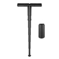 Black lightweight folding stool for camping and fishing, 170 x 70 x 70mm, approx 700g