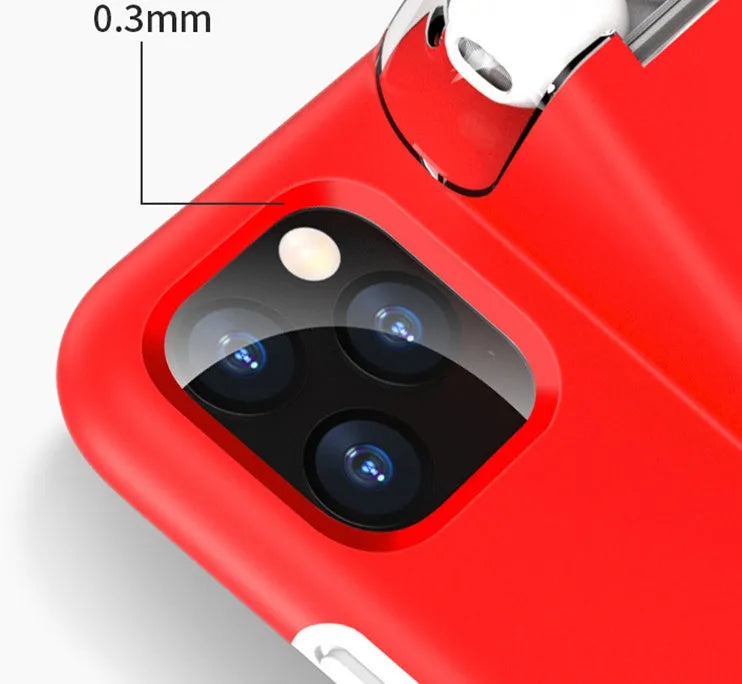 Black 2-in-1 iPhone case with integrated AirPods charging case slot on the back.