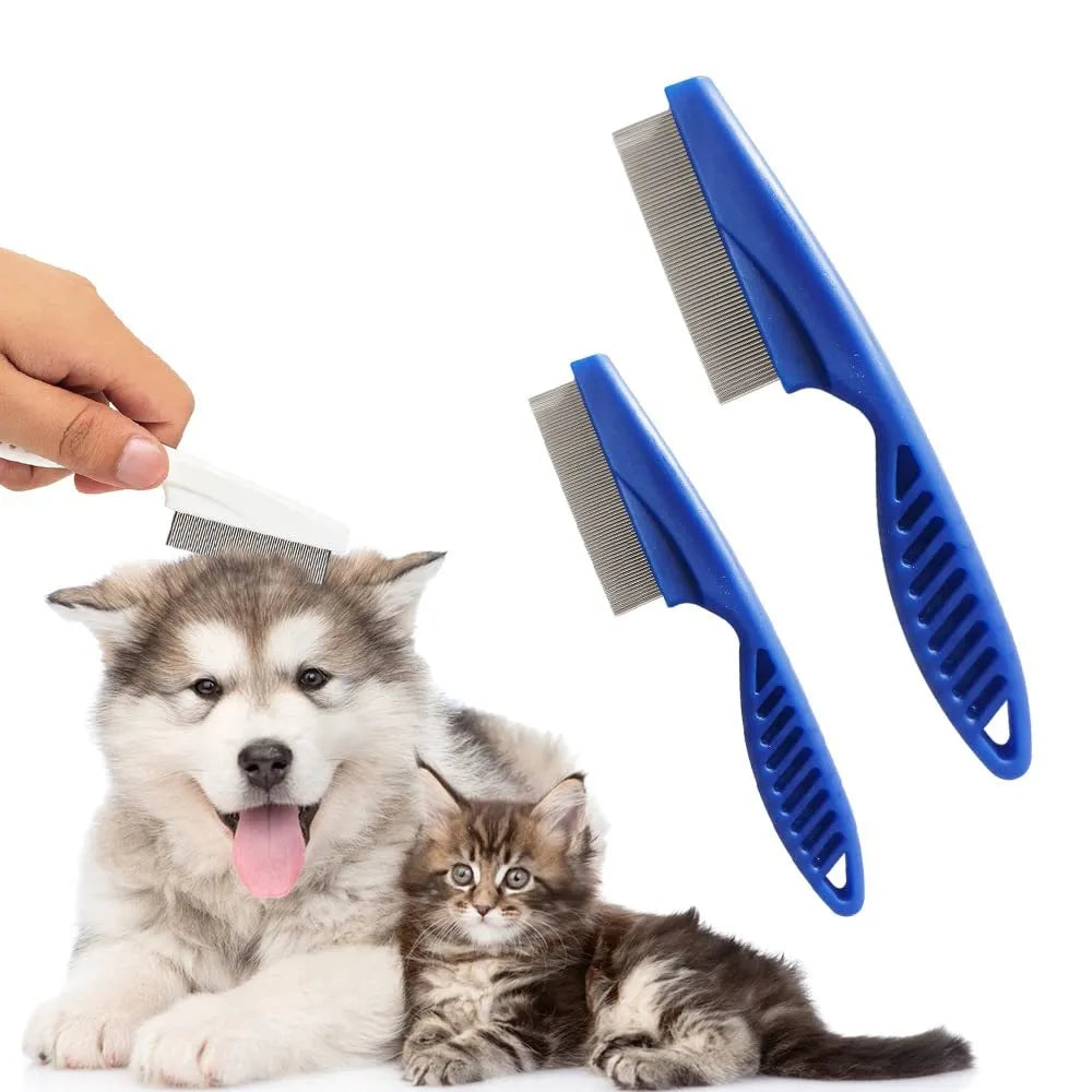 Multifunctional pet comb with stainless steel fine teeth and non-slip handle, for tear stain removal on dogs and cats