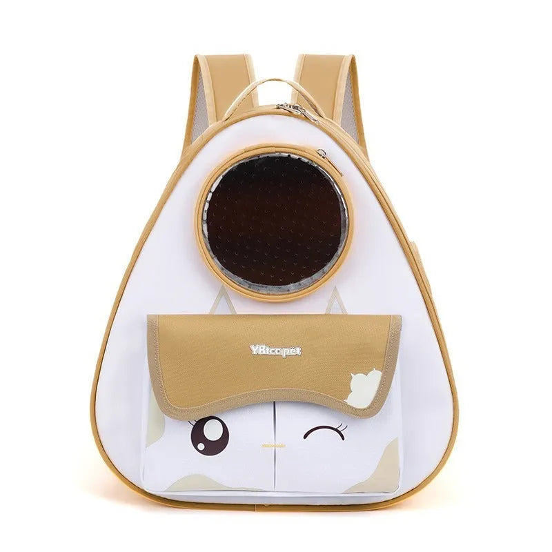Creative cheese cat bag in yellow, Oxford fabric shoulder pet bag large capacity for cats