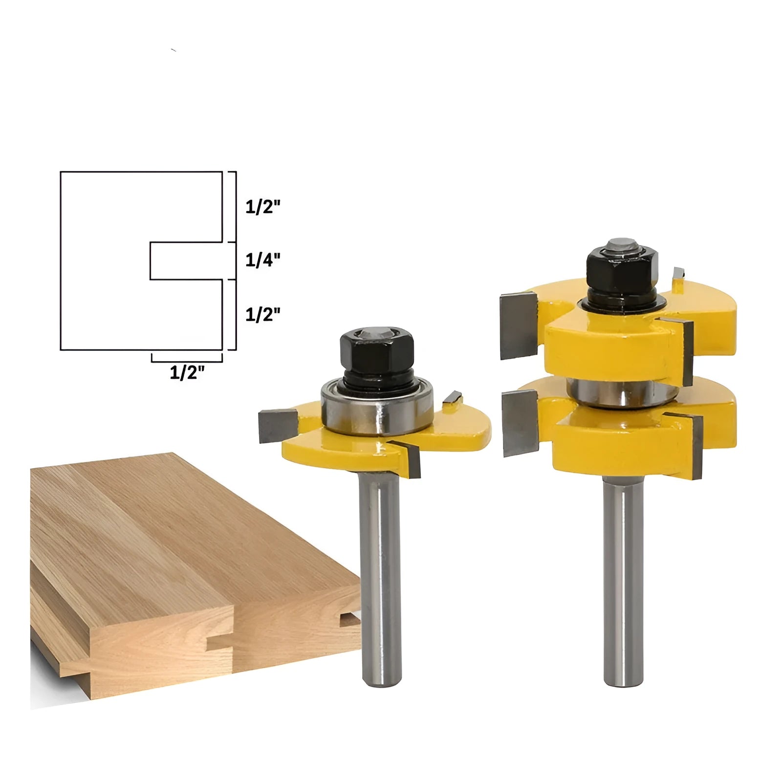 T-slot milling cutter woodworking tool with carbide construction and straight handle