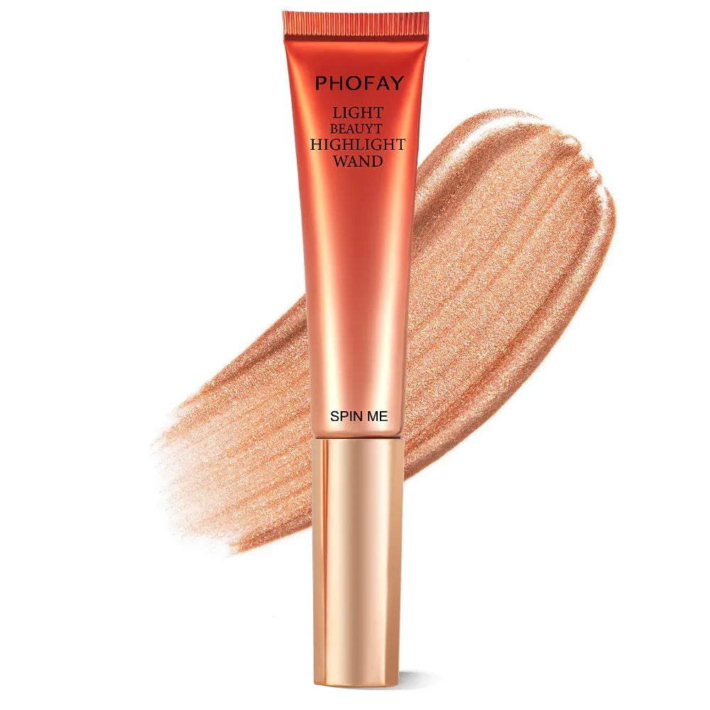 PHOFAY highlighter wand 15 ml liquid illuminator with twist-open sponge applicator silky shiny finish