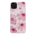 Pink soft rubber flower phone case for iPhone with lanyard hole