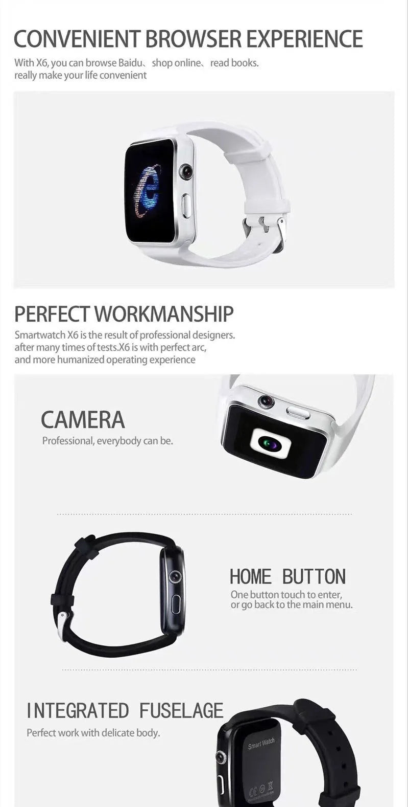 Black smart watch with 1.54-inch touch screen and silicone strap on a wrist.