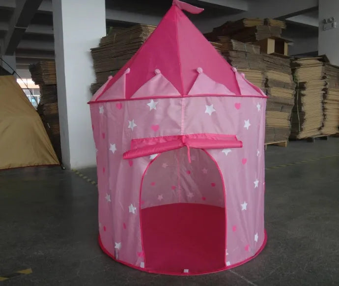Foldable castle play tent for children with zipper carry bag – blue colour option