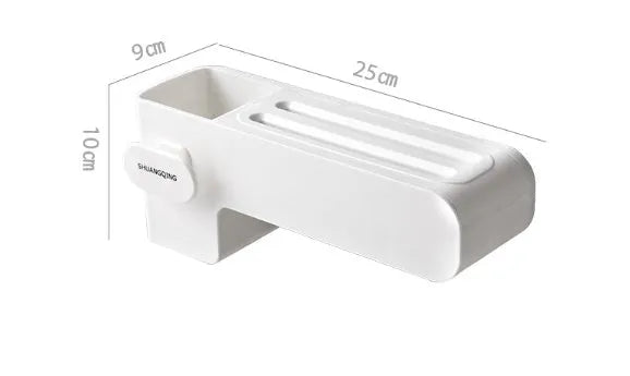 White plastic kitchen knife rack with modern simple design on a countertop