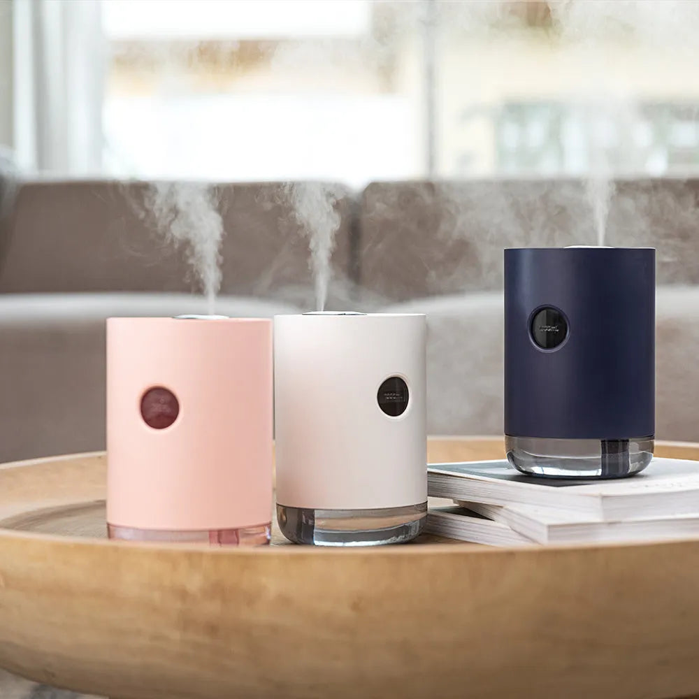 Blue wireless USB humidifier with water tank for rooms up to 10 square metres