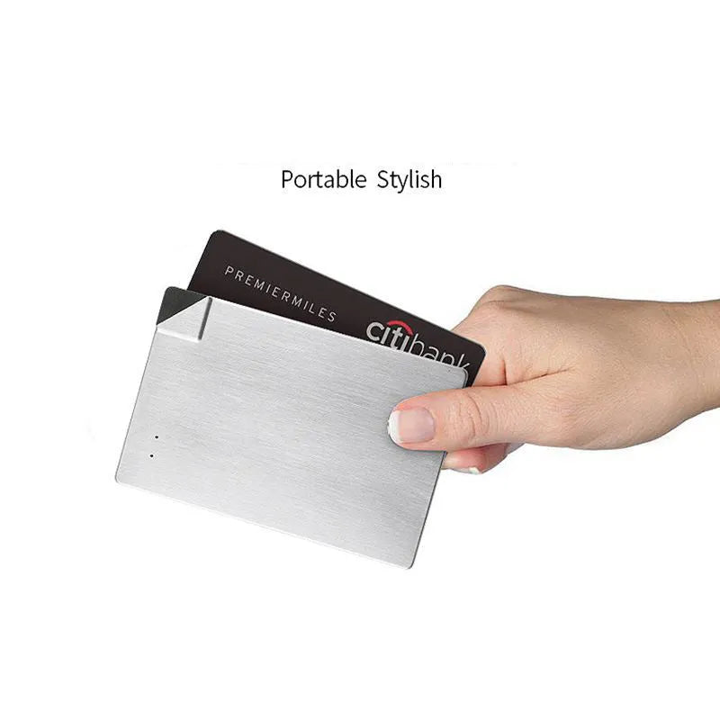 Silver graphene battery power bank measuring 140mm x 72mm x 4mm with 4000mAh capacity