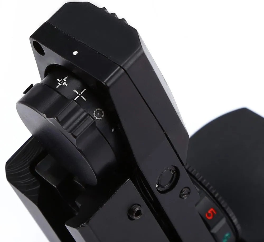 Red dot holographic sight in matte black with 4 reticles and 22x33mm lens opening for 11/20mm rail