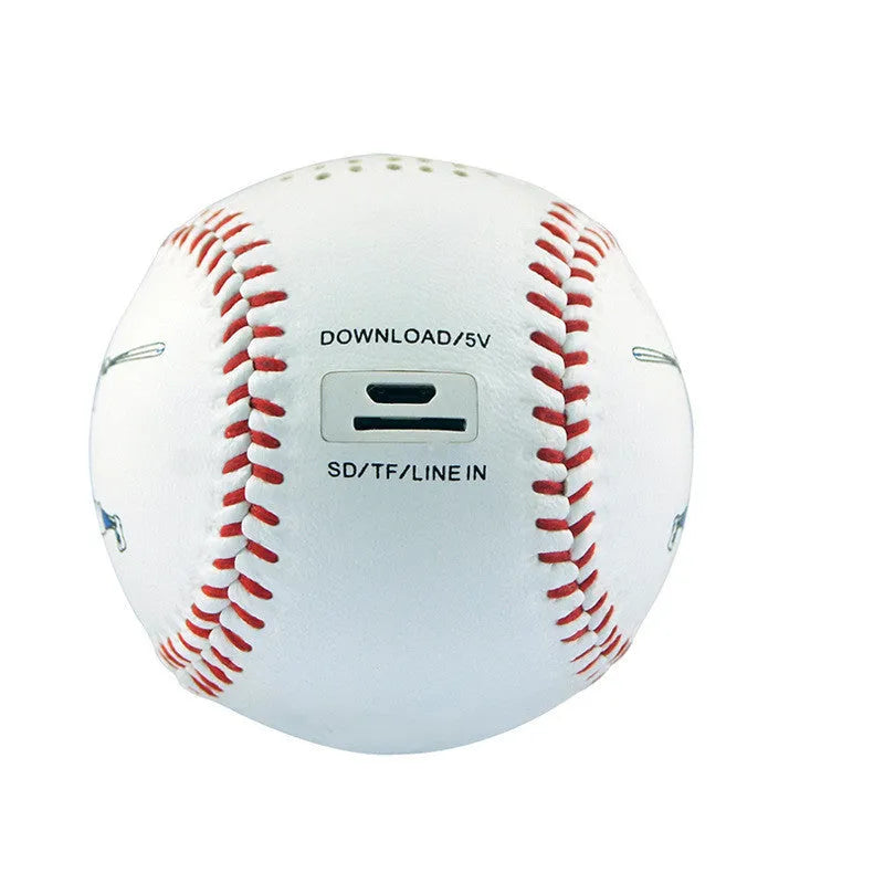 Baseball-themed Bluetooth portable speaker in green colour with USB port
