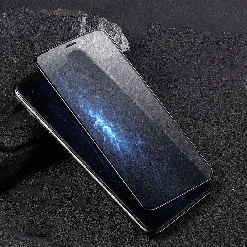 iPhone tempered glass screen protector with anti-fingerprint coating and film applicator