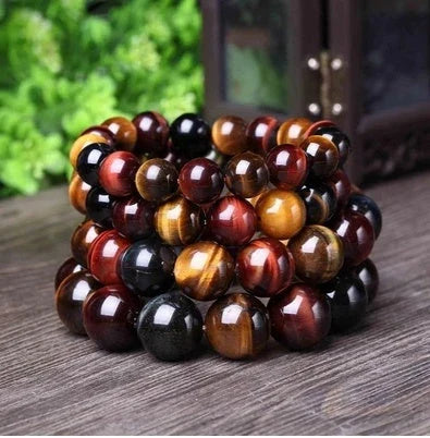 Handcrafted Tiger Eye Bracelet with Natural Crystal Stones and Buddha Beads