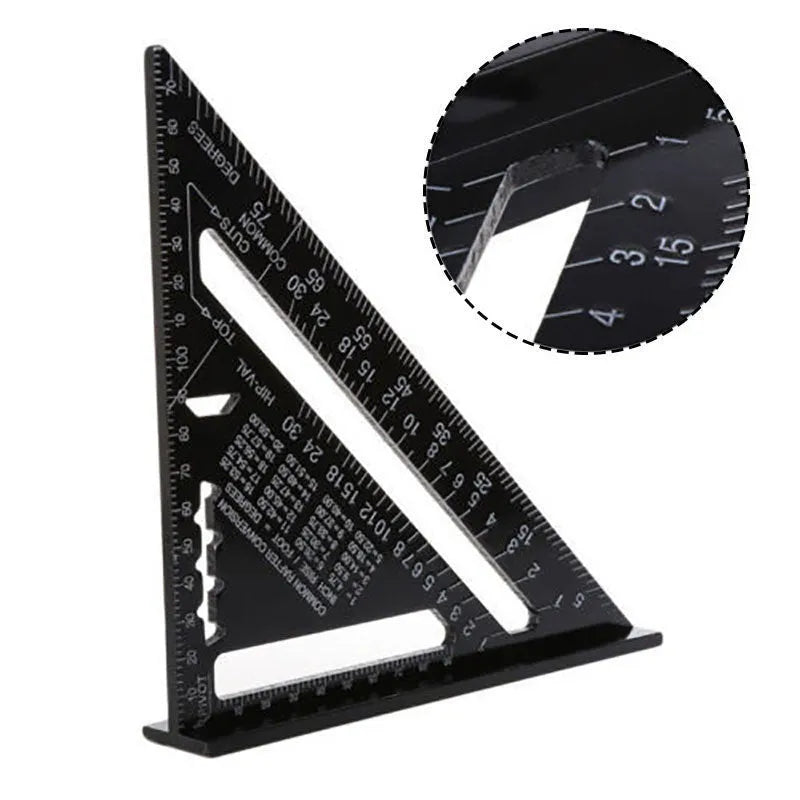 Aluminium alloy woodworking measuring square ruler with 7-inch blade in black, blue or grey