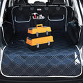 Black 600D Oxford cloth car trunk pet mat measuring 185x103cm with storage pockets for dog travel