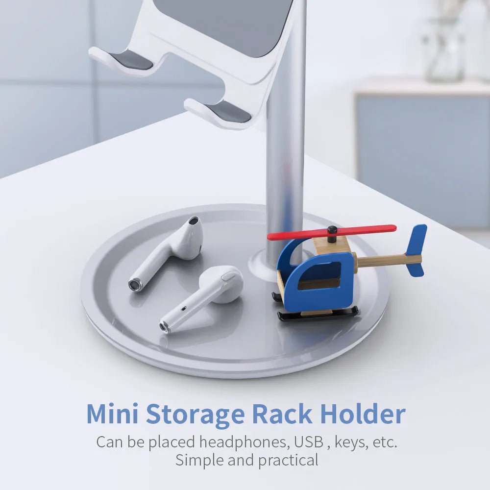 Aluminium alloy desktop stand holding mobile phone with black and silver colour options