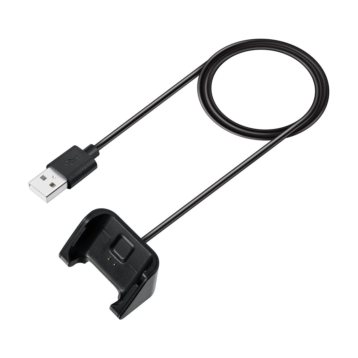 Black plastic charging cable for Youth Edition running smart watch, single replacement charger