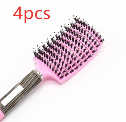 Detangling hairbrush with bristle and nylon teeth for effortless hair management and scalp massage