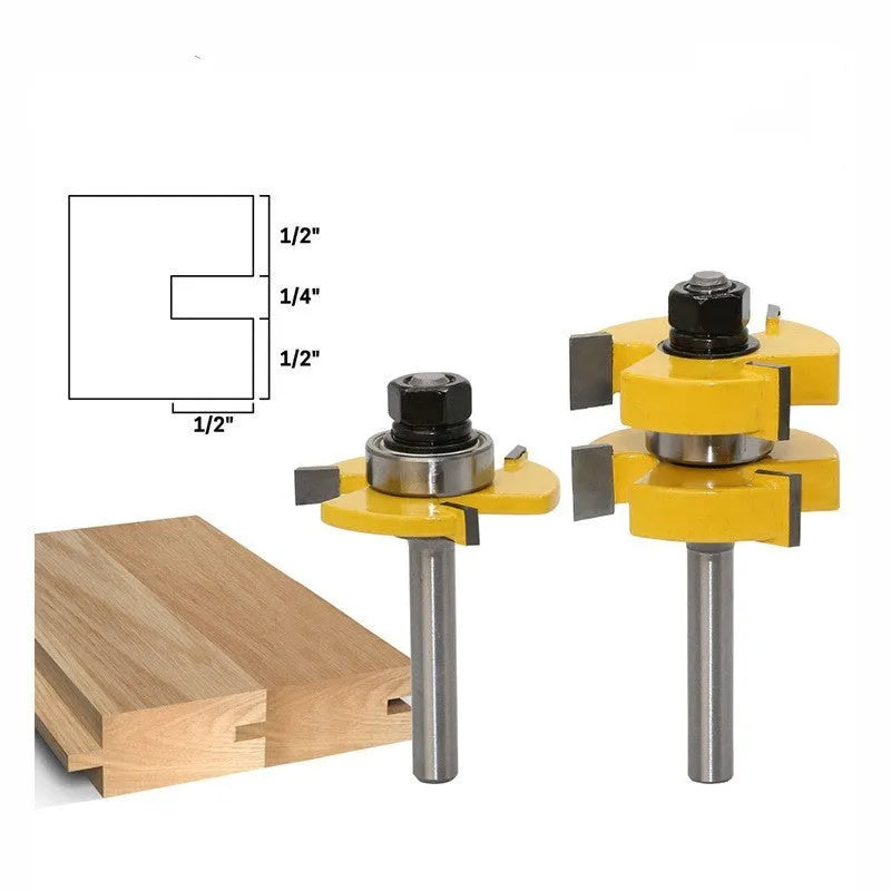 T-slot milling cutter woodworking tool with carbide construction and straight handle