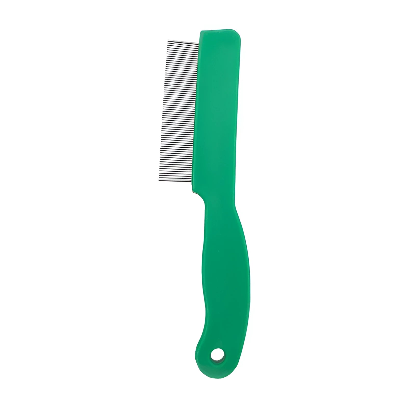 Green plastic handle stainless steel pet flea comb for dog and cat grooming
